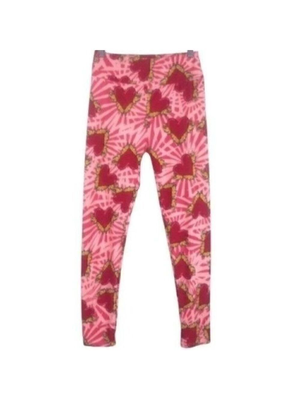 Lularoe pink red hearts legging OS Valentine’s Day Love Heart  ONE SIZE